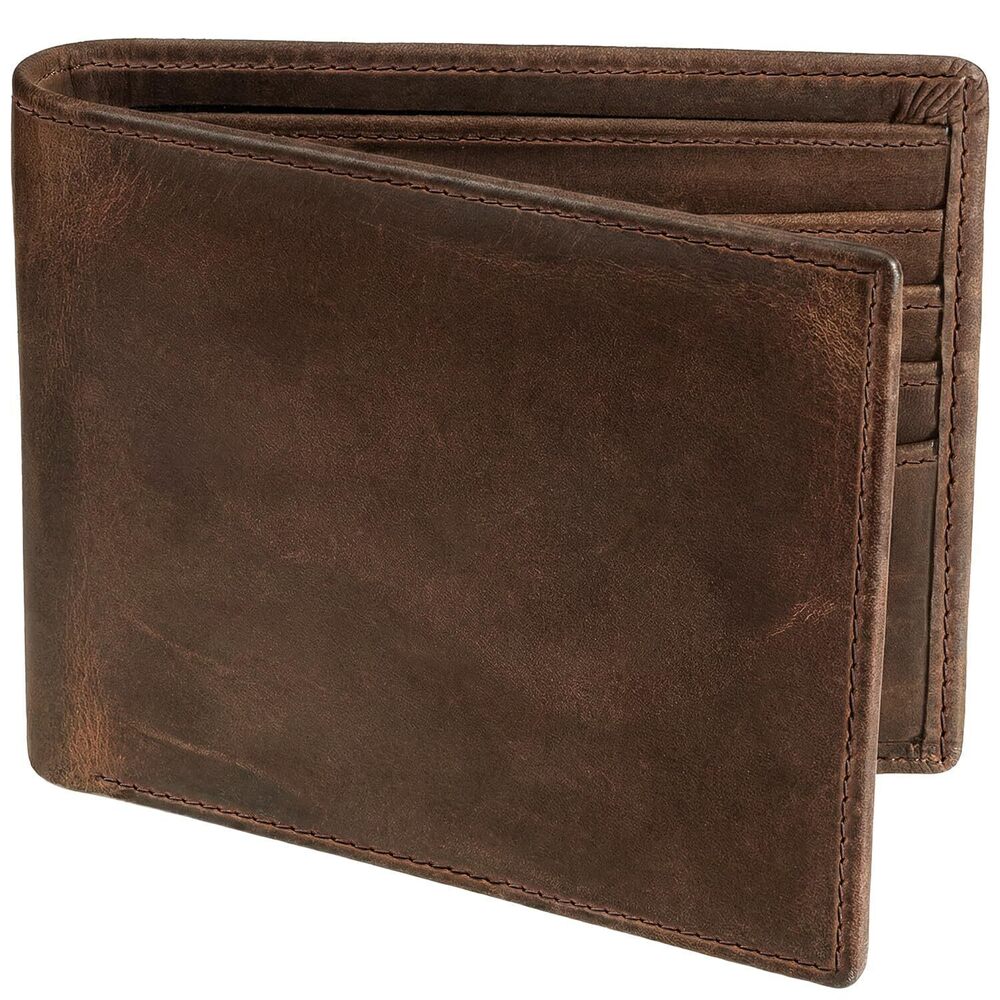 Men's Full Grain Leather Bifold Wallet - Crazy Horse RFID Blocking Slim